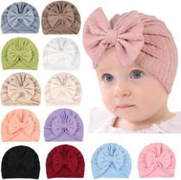 Lovely Bowknot Baby Color sólido Gorros Sombrero Head Wraps Niños Turbante Baby Headbands Otoño Primavera Niño headwrap Sombreros Niños cabeza Accesorios