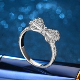 Mooie Strik Desiger Band Ringen voor Vrouwen Meisjes Liefde Leuke Shining Crystal Diamond Bow Ring Sieraden Cadeau