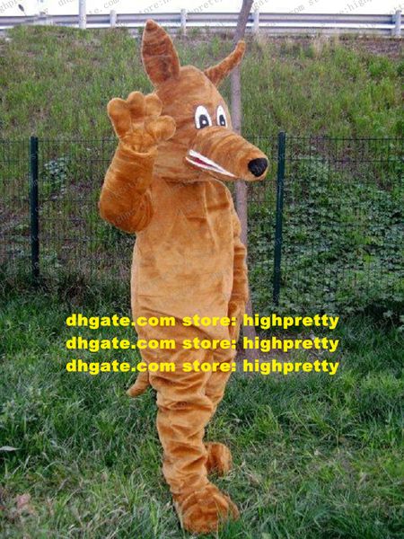 Belle Brown Jackals Dingo Costume De Mascotte Mascotte Dhole Pye-dog Pi-dog Pie-dog Adulte Avec De Longues Oreilles Épineuses No.665 Navire Libre