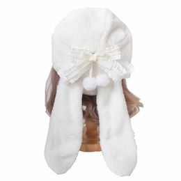 Joli chapeau béret oreilles de lapin pour femmes et filles, casquette en peluche de dessin animé de lapin chaud d'hiver 240118