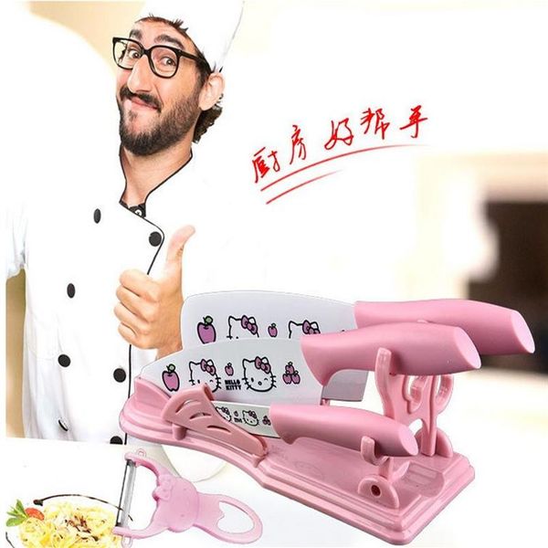 Belle bande dessinée en acier inoxydable fruits LNIFE ensemble Mini Portable cuisson rose LNIFE ensemble éplucheurs cuisine couverts set279L