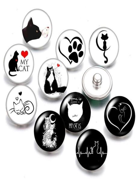 Bouloutt Cat Love Pet Strand 18 mm boutons instantanés 10pcs Round Po Glass265K8461584