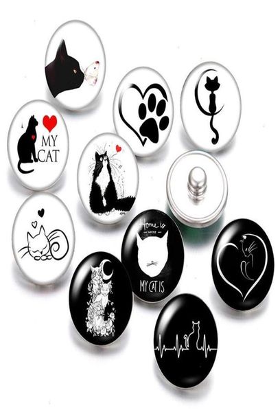 Bouloutt Cat Love Pet Strand 18 mm boutons instantanés 10pcs Round Po Glass265K2304589