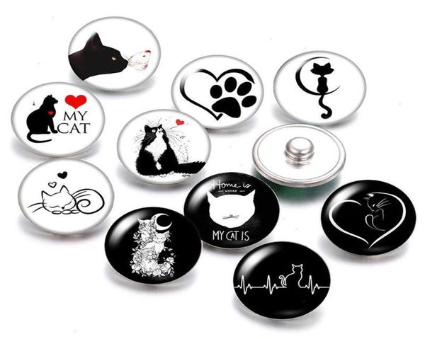 Joli chat amour animal de compagnie brin 18mm boutons pression 10 pièces mixte rond Po verre 265K5216899