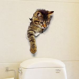 Joli autocollant mural de toilette en PVC pour chat