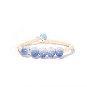 Joli bracelet de perles en céramique de 20cm, corde tressée de styliste, bijoux à breloques pour femmes et filles étudiantes