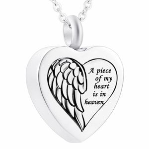 Mooie Charms Mini Heart Angel Wings Memorial Ketting voor As RVS Keepsake Memorial-A Piece Of My Heart Is In Heaven
