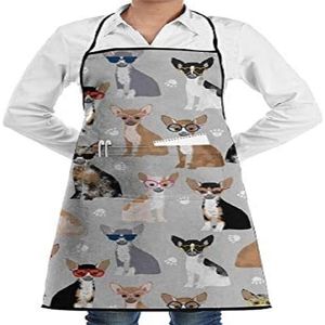 Delantales de perro Chihuahua encantadores para mujeres con bolsillos cocina ajustable resistente al agua, plato, lavado y aseo Chef 220507