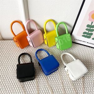 Joli Mini sac à bandoulière carré pour enfants Simple couleur bonbon bébé filles sac de messager en cuir PU enfants petit porte-monnaie sacs à main