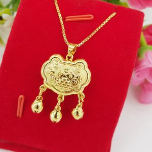 Mooie kinderen hangslot hanger ketting 18 k geel goud gevulde mode baby charme gift kinderen aanwezig