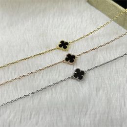 Bracelet à breloques de luxe pour femmes et filles, joli trèfle, chaîne à maillons doux en or 18 carats, mini fleur de 9mm, bijoux, cadeau de saint-valentin