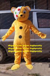 Belle clown Pudsey Bear Mascot Costume Mastret blessé des ours de taille adulte avec un yeux blessés