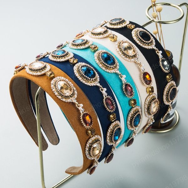Joli bandeau coloré avec pierres précieuses, Vintage, Imitation de perles, en velours perlé, accessoires pour cheveux de fête pour filles