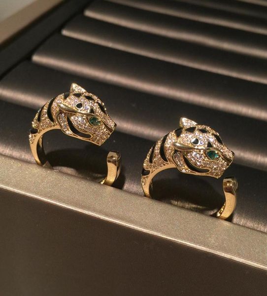 Hermoso lindo animal anillos de leopardo de la moda diseñador de lujo de lujo diamante zirconia anillo de banda de cobre para mujeres niñas abiertas ajustab8419740