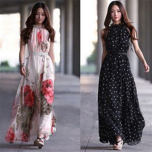 Chiffon blouse sexy vrouwen bloemen zomer strand party avond lange chiffon jurk sundress