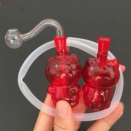 Mooie schattige mini -glazen waterpijp waterpijpbongs met siliconen buis mondstuk ronde filterpunt bubbler dab olie brander rig pijpen