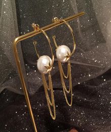 Belle mignon étoile mode élégant designer de luxe de luxe de perles chaîne d'oreilles en goujons à filet pour femme S925 Silver Post5190127