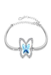 Joli Bracelet conçu en argent Sterling motif papillon réglage Invisible mosaïque bleu ciel Bracelet en cristal femmes cadeau de noël5144199