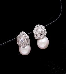 Bouloues de goujon en perles de fleurs de diamant zircon de diamant pour les filles de mode de luxe de mode 925 Silver 9213964.