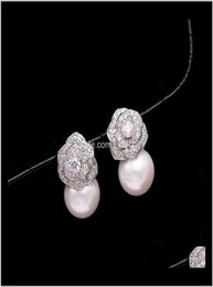 Boulonneuses boucles d'oreilles en perles de fleurs de zircon diamant zircon pour les filles de mode de luxe de mode 925 Silver Post 5474970