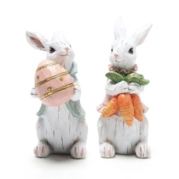 Encantadores adornos de mesa de conejo de Pascua, huevo, conejito, zanahorias, fiesta, regalo para niños, decoración feliz para el hogar 240116