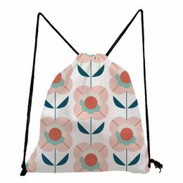 Precioso estampado floral Bolsas con cordón Eco Daily Soft Backs Bolsa de almacenamiento para niñas Bolsas casuales grandes Mochila de viaje plegable para mujer u0ez #