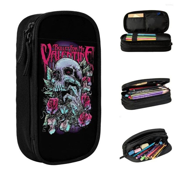 Belle pour ma musique de musique Valentine Cur à crayon Skull Metal Cur crayon Cases Pen Kids Kids Big Capacine Sacke