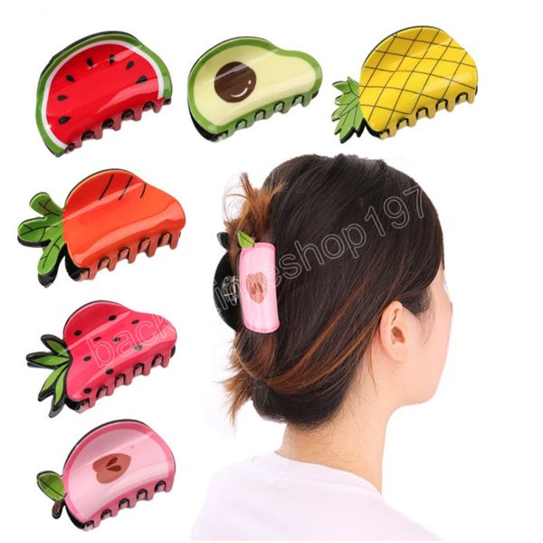 Encantadora forma de fruta pinza para el pelo cangrejo cola de caballo horquillas piña fresa pinzas para el cabello niñas dulce accesorio para el cabello