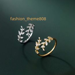 Mooie volledige kristallen bladeren 925 sterling zilveren ringen voor vrouwen mooie geschenken sieraden