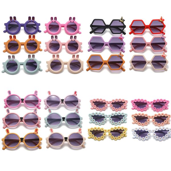 Lunettes de soleil amusantes pour enfants, oreilles de lapin, ours de lapin, nœud floral, multi-styles, Photo d'anniversaire pour nourrissons, 4 styles de groupe