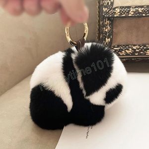 Mooie Harige Panda Hanger Sleutelhanger Nepbont Sleutelhangers Houders Decoratie Tassen Portemonnees Sleutels Hangers Ornamenten Leuke Feestcadeaus