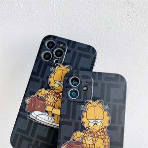 Beaux ￩tuis de t￩l￩phone portable Garfield pour 12 12pro12promax 11 11promax xs xs xr xsmax concepteurs de luxe phoncase pour 7 8 7p 8p phon￩cases de marque