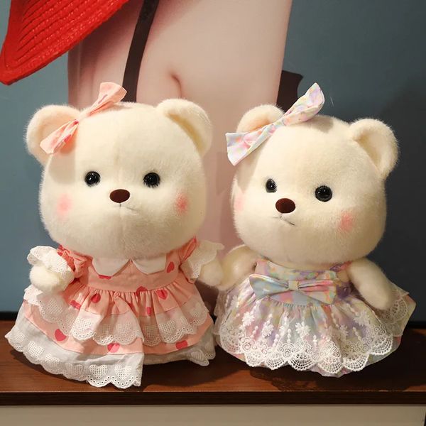 Belle fille coeur ours ours en peluche toys kawaii animaux sfuffés doux bébé somnifère poupée valentines jour pour les accessoires selfie 240422