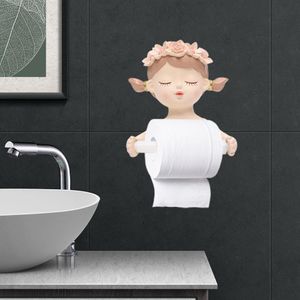 Mooie meid toiletpapier houder badkamer tissue roll hanger rack punch gratis