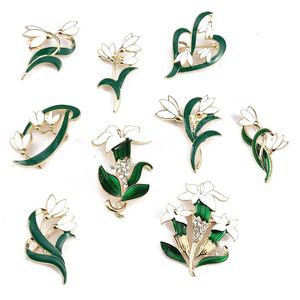 Mooie groene broches Rhinestone bloemenblad Bouquet Plant broche pinnen voor vrouwen sjaal clip cadeau bruiloft sieraden