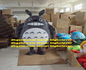 Mooie grijze totoro mascotte kostuum volwassen mascotte galesaur chinchilla met grote spinale oren glimlachend gezicht no506 schip4731250