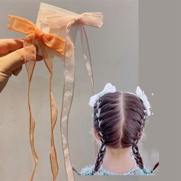 Mooie haaraccessoires voor meisjes kinderen lang lint massief gaashaar bogen clips schattige fluweel ins mode meiden kanten haarspelden 1731