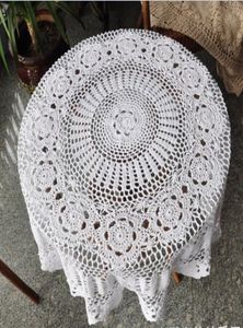 Belle table à crochet à main Belle table de crochet de crochette couverture de table ronde blanche pour le mariage à la maison af0177025752