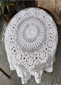 Belle table de crochet à main Belle table de crochet de crochette couverture de table ronde blanche pour le mariage à la maison AF0172157622