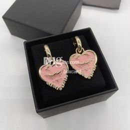 Mooie hartoorbellen bungelt voor meisjes Roze Letter Vergulde oorbellen Charms Studs met doos