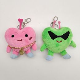 Mooie hartvormige pluche hanger sleutelhanger zacht gevuld roze groen hartvorm pop riem meisjes tas charme