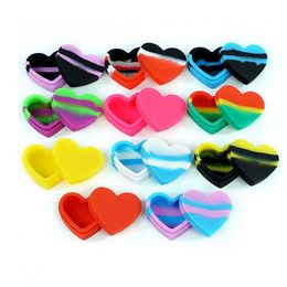 Lovely Heart Shaped Wax Container Silicone Jar 17 Ml Antiadherente Herb Stash Dab Bho Oil Butano Vaporizer Cream Containers 20 pcs