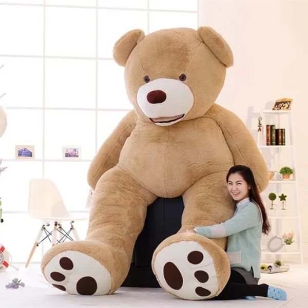Belle énorme taille 200 cm USA ours géant ours en peluche coque haute qualité prix de gros vente cadeau d'anniversaire pour les filles bébé