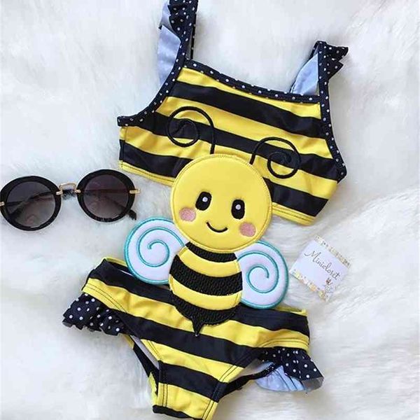 Belle Infantile Bébé Filles Garçons Bikini Bande Dessinée Imprimer Sans Manches D'été Beachwear Tenues 4 Style 210816