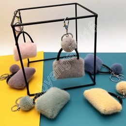 Mooie Key Wallets Faux Fur Ball Keychain Pompom Fluffy Lovely Zero Wallet Modellering Key Chain Keyring Women Bag kerstcadeaus