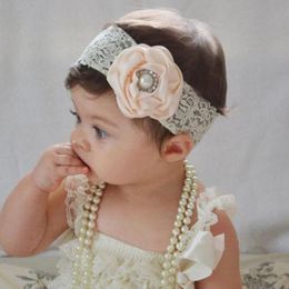 Diademas encantadoras para niñas y bebés, diadema bonita de encaje con flores y perlas, diadema para el pelo SY222