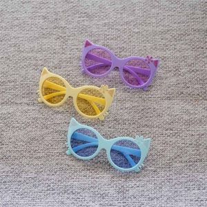 Encantadores niños marcos gafas de sol gafas de sol colores lindo redondo gatos marco niños gafas de fiesta al por mayor
