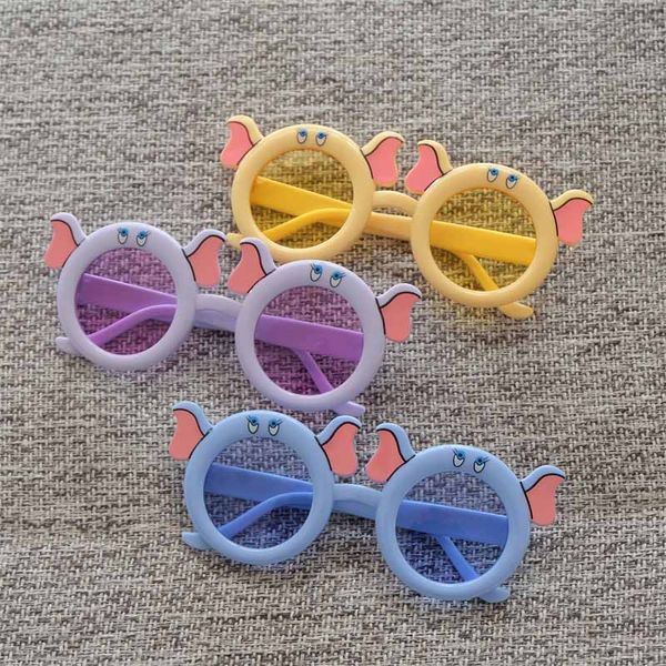 Beaux enfants éléphant cadres lunettes de soleil couleurs de bonbons mignon bébé éléphants cadre rond enfants fête lunettes en gros