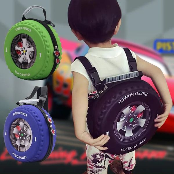 Beaux enfants petit sac à dos 3D pneu de voiture enfants cartable EVA roue sac de maternelle âge 3-5 garçon fille enfant en bas âge Kawaii sac d'école 240111