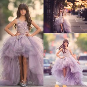 Belle petite princesse Girls Pageant Hi-Lotulle en dentelle Applique Backless Jewel Necl